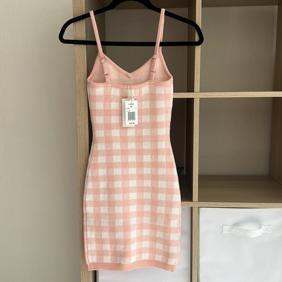 NWT L*Space Francie Mini Knitted Dress in Pink and White Checkers Size XS - Picture 3 of 6